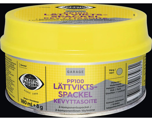 Burk med lättviktsspackel för användning inomhus