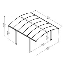 Teknisk ritning av en carport med mått.