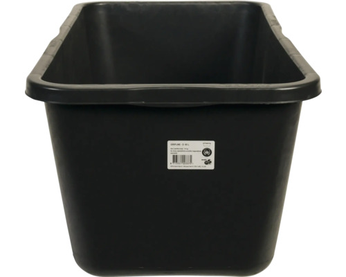 Rektangulär murbruksbalja av plast med handtag, volym 65 liter