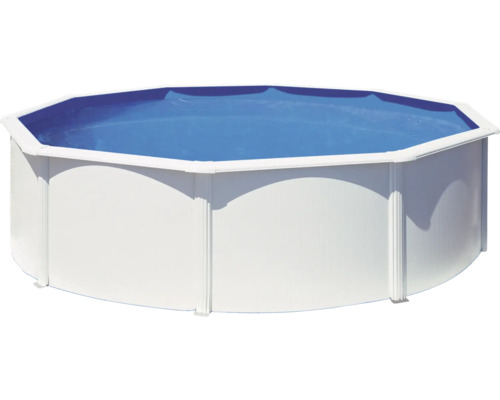 Pool PLANET POOL Ø450x120cm inkl. sandfilterpump, stege, skimmer, filtersand & anslutningsslang vit