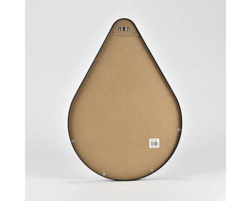 Baksidan av en droppformad spegel med upphängningssystem