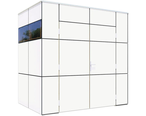 Modernt trädgårdshus med dörr och fönster