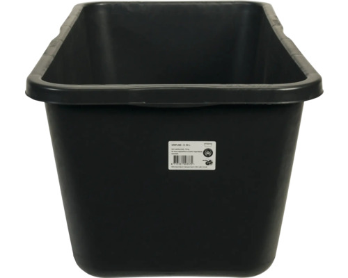 Svart murbruksbalja med en kapacitet på 65 liter