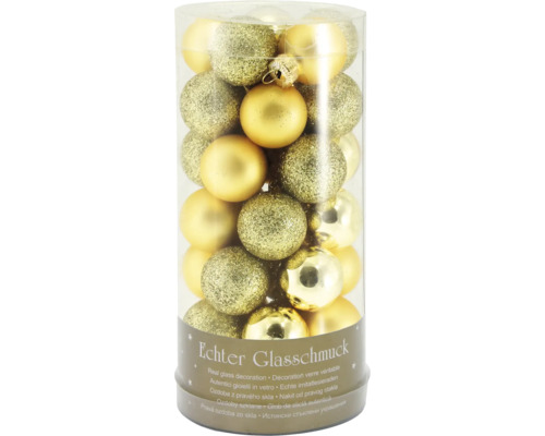 Gyllene julgranskulor i glas, set