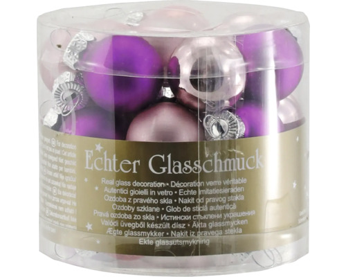 Förpackning med julgranskulor i glas