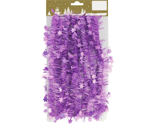 Lila glittergirlang med stjärnor för juldekoration