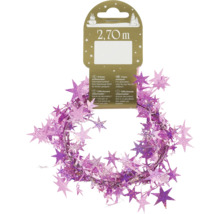 2,70 meter lång, lila glittergirlang med stjärnor för festliga dekorationer