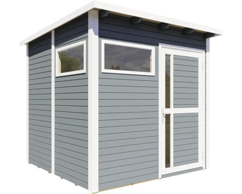 Trädgårdshus med fönster och dörr