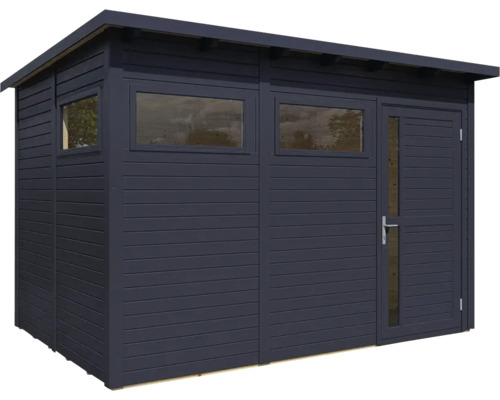 Trädgårdshus i trä med fönster och dörr