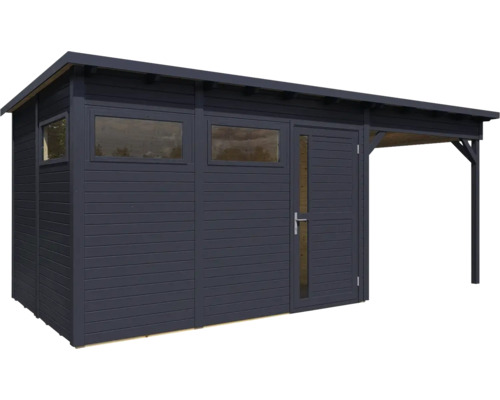 Trädgårdshus i trä med fönster, dörr och tak