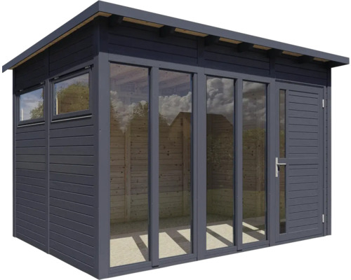 Trädgårdsskjul med fönster och dörr