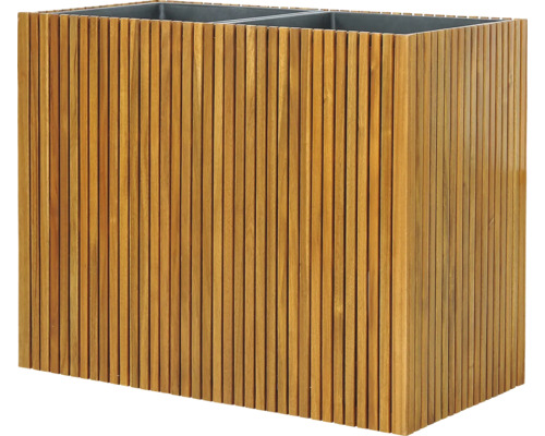 Rektangulär blomlåda av trä med insats