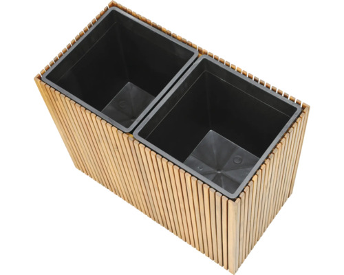Dubbel planteringslåda i trä och plast