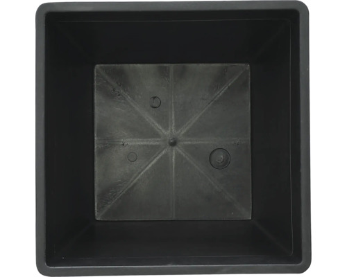 Svart plastblomkruka, kvadratisk, inre vy