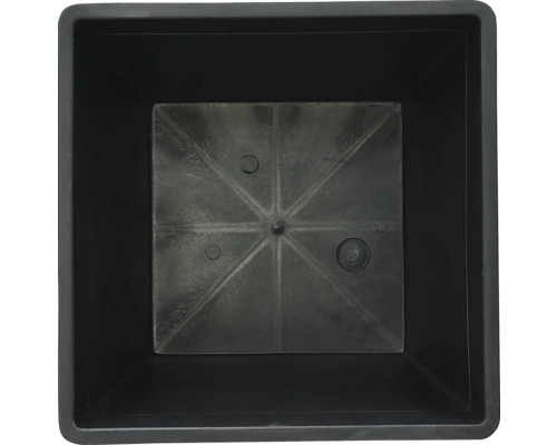 Svart blomkruka, fyrkantig, uppifrån