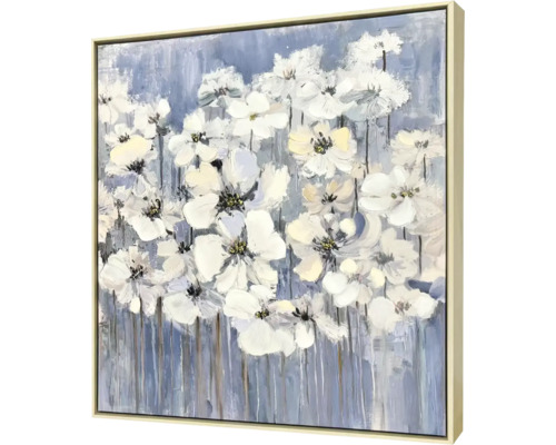 Inramad tavla Blue Flowers 62x62cm