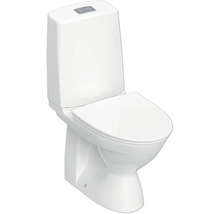 Vit stående toalett med cistern