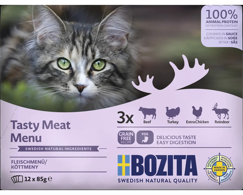 Kattmat BOZITA kött i sås 12-pack 1,02kg