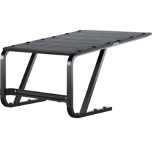 Svart sidobord med träskiva och metallram