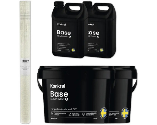 Konkral mikrocementsystem med glasfiberväv, baskomponent A och baskomponent B