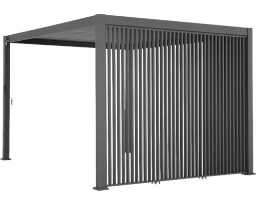 Pergola med lamellvägg av metall