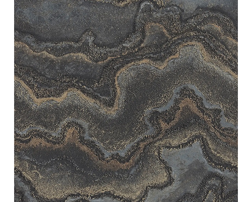 Tapet A.S CRÉATION Marmor metallic svart guld 0,53x10,05m Närbild av en strukturerad väggplatta med mineraliskt mönster