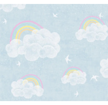 Tapet med moln, regnbågar och fågelmotiv