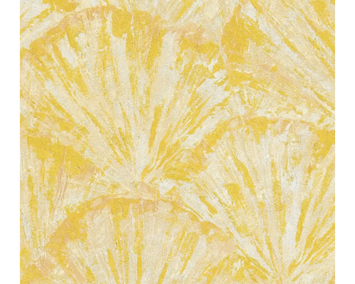Gul strukturtapet med fläktmönster