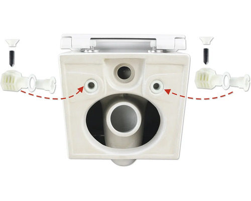 Detaljvy av en toalett med fästmaterial