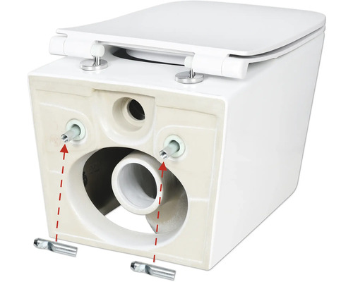 Vägghängd toalett med djup spolning och fästmaterial