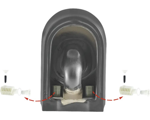 Detaljvy av en spolbehållare med tillhörande filter och skruvar.