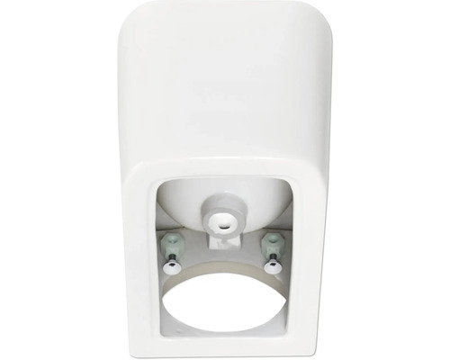 Detaljvy av en vit toalettspolningstank