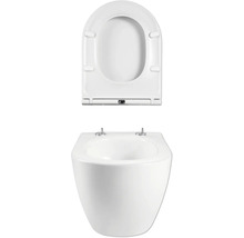 Vägghängd WC med djup spolning och toalettsits