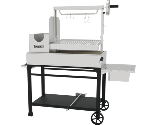 Tenneker kolgrill med grillgaller, hyllor och hjul