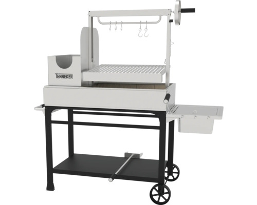 Tenneker kolgrillvagn med hyllor och grillgaller.