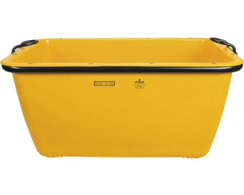 Gul murbruksbalja i plast med handtag