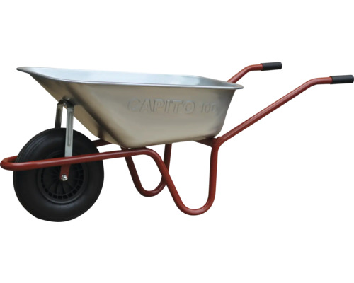 Skottkärra med stålbalja och ett hjul