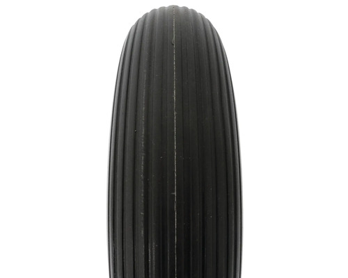 Svart gummihjul med räfflat mönster
