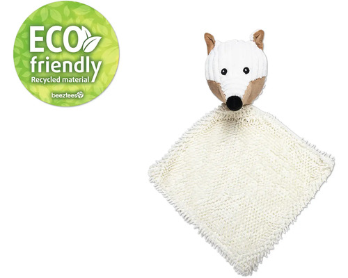 Hundleksak BEEZTEES Eco räv Vilo plysch med filt ca 30x16x6cm Beige snuttefilt med rävhuvud och Eco Friendly sigill.