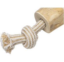 Hundleksak av rep och trä