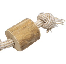 Hundleksak av trä och rep