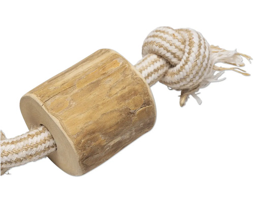 Hundleksak av trä och rep