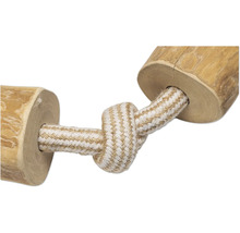 Hundleksak av trä och rep