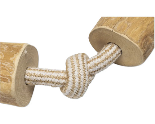 Hundleksak av trä och rep