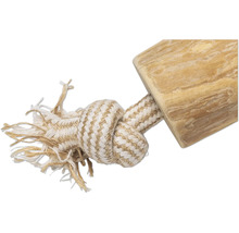 Hundleksak av trä och rep