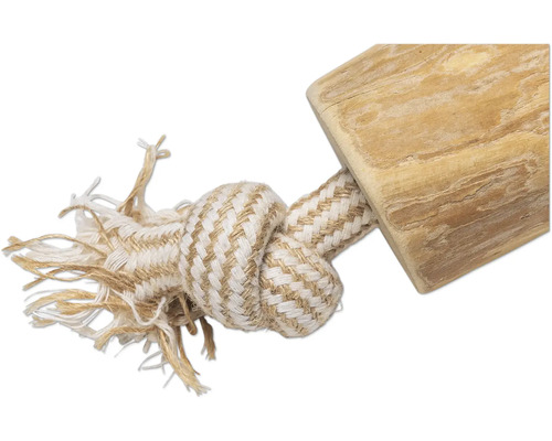 Hundleksak av trä och rep