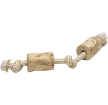 Hundleksak av trä och rep