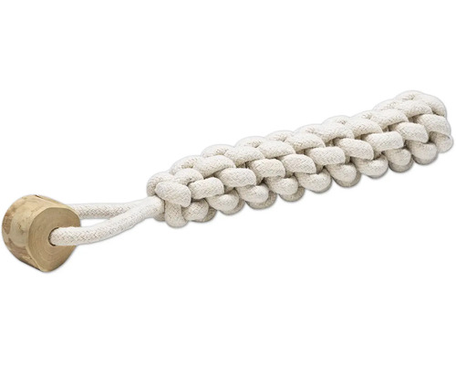 Hundleksak BEEZTEES rep med knuthandtag och trä ca 5x5x34cm Hundleksak av bomullsrep med trä