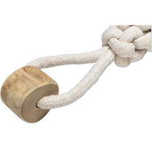 Hundleksak av bomullsrep och trä