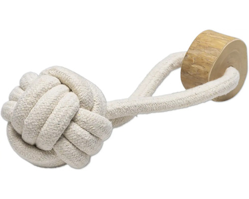 Hundleksak BEEZTEES rep med ögla och trä ca 10x10x26cm Hundleksak av repknut med träbit